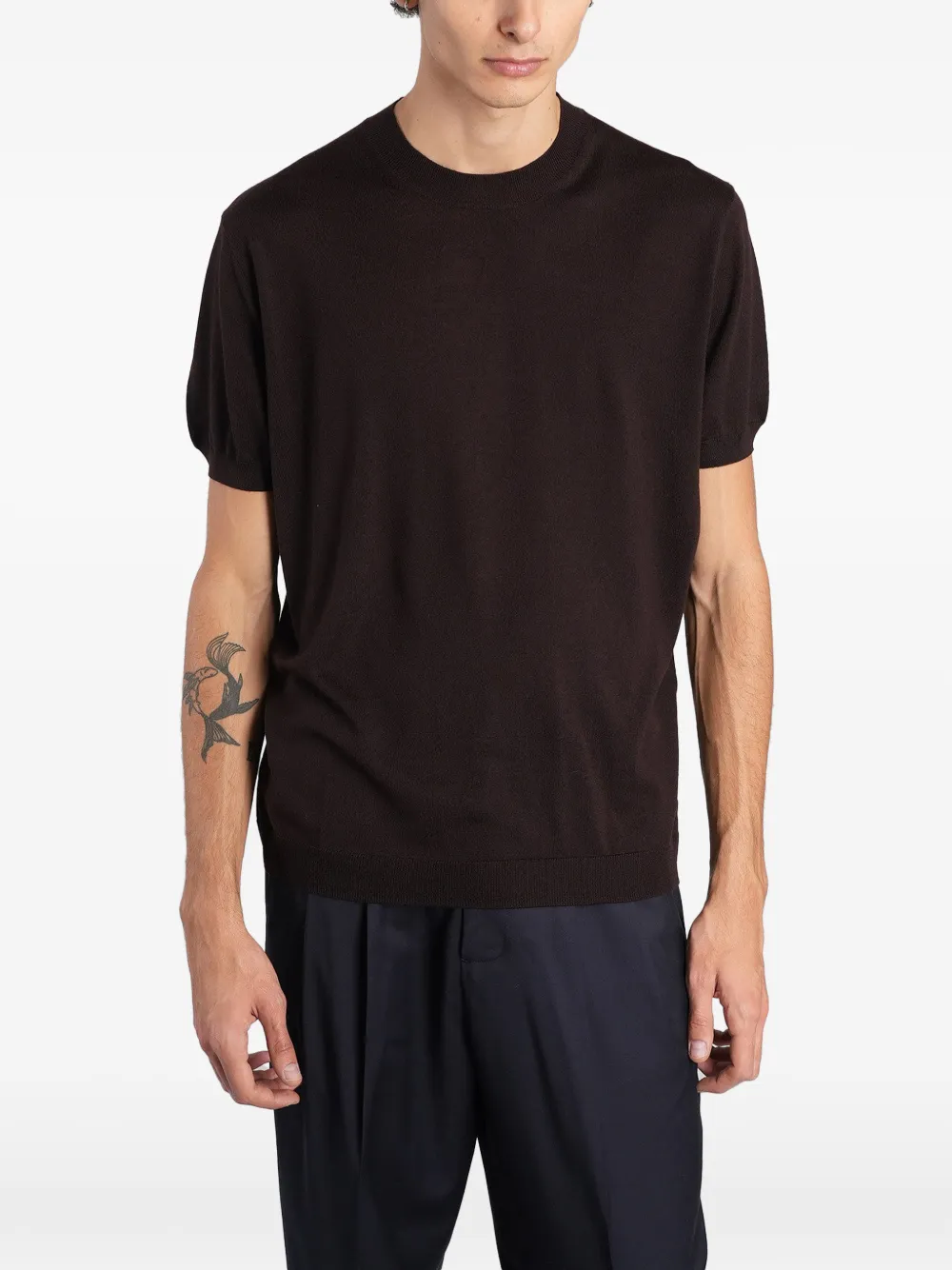 Low Brand K123 fine-knit T-shirt Bruin