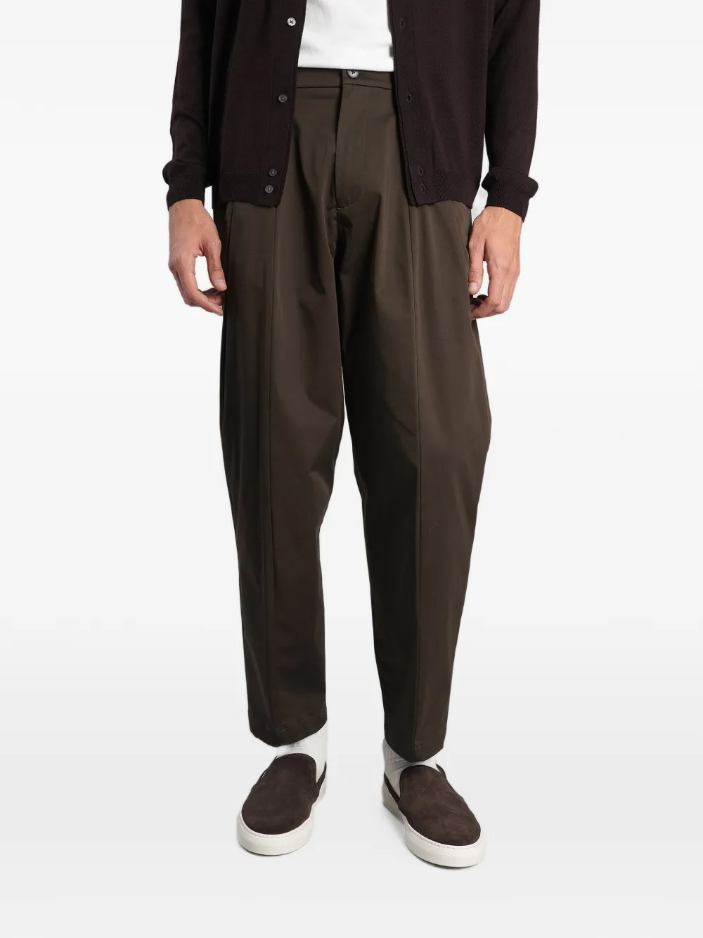 Low Brand Amemura pleated tapered-leg trousers in Brown