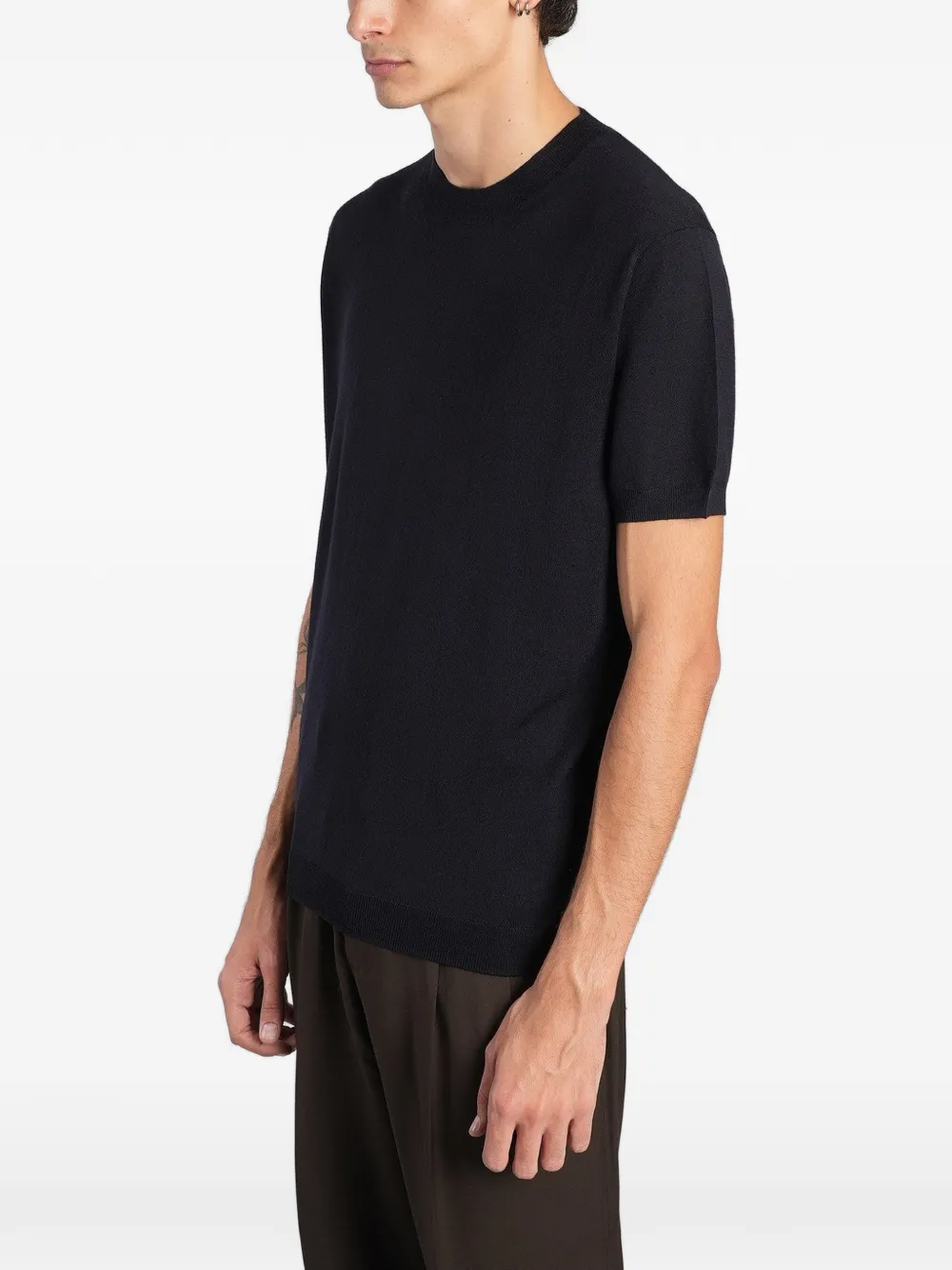 Low Brand fine-knit T-shirt Zwart