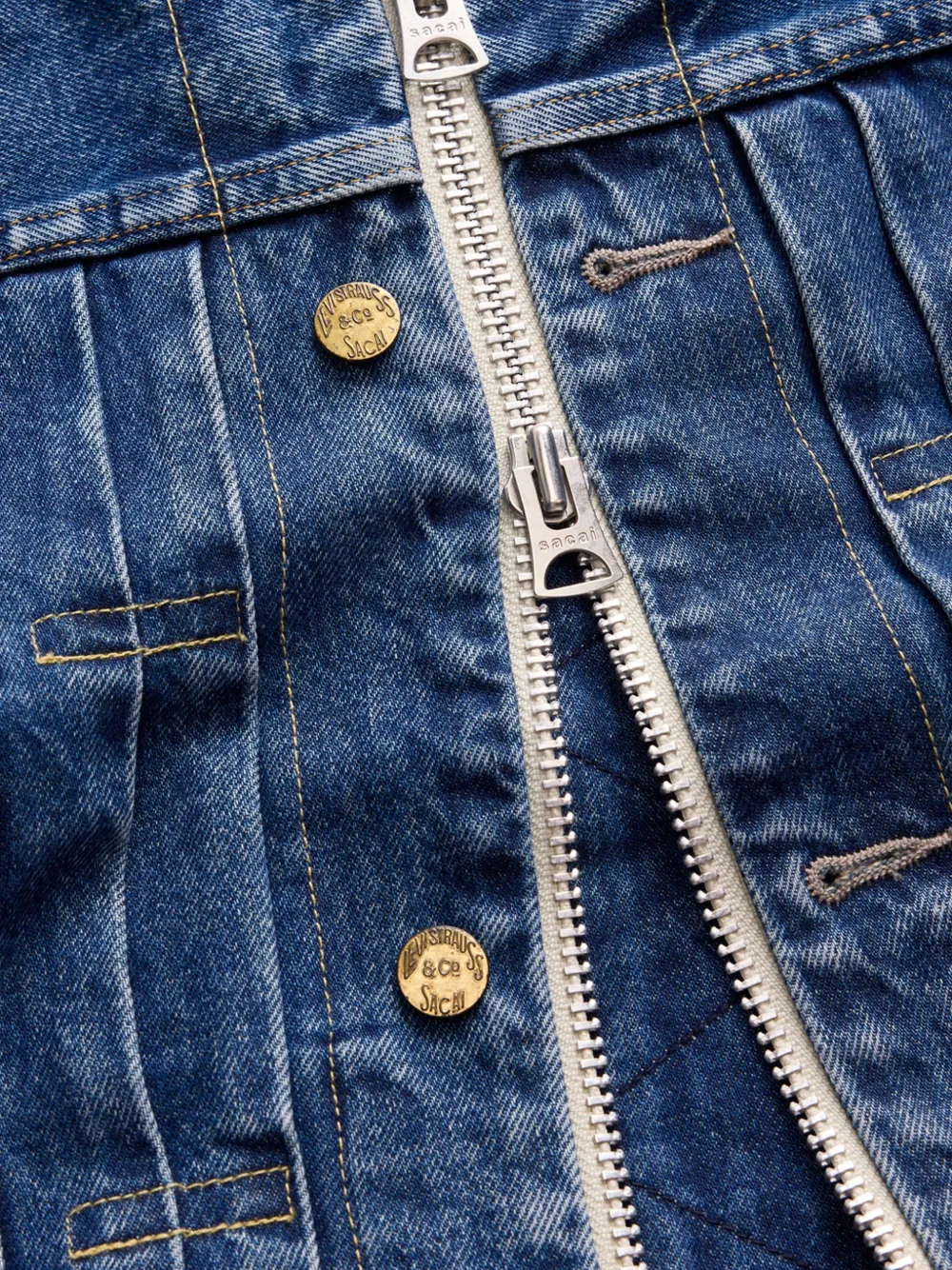 sacai x Levi's flap-pocket denim jacket Blauw