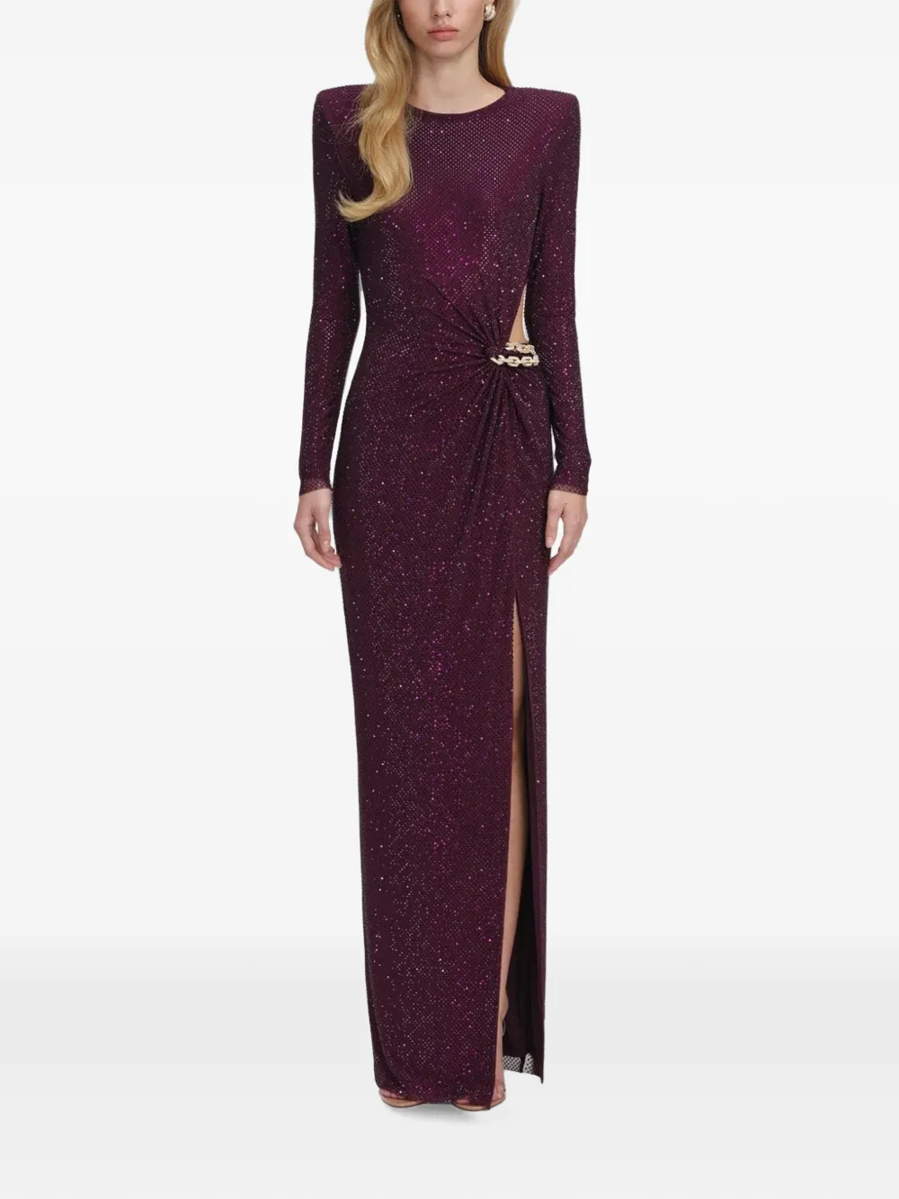 Self-Portrait rhinestone-embellished chain-detail gown