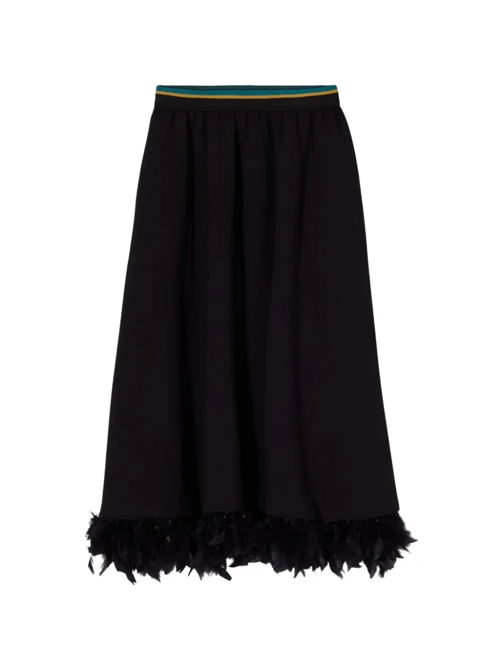 Plan C feather-trim flared midi skirt Zwart