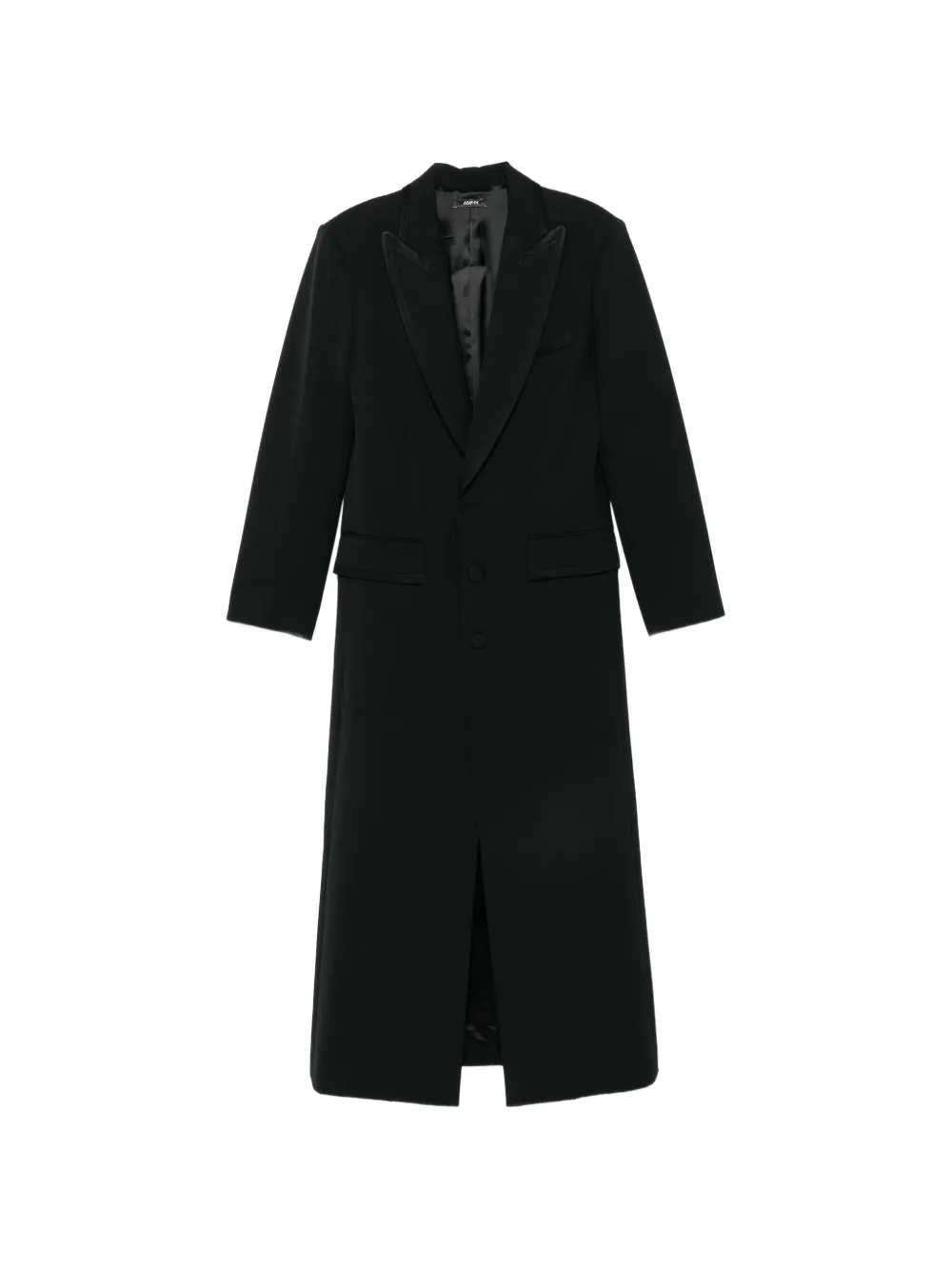 Amen satin-trim peak-lapel coat - Black