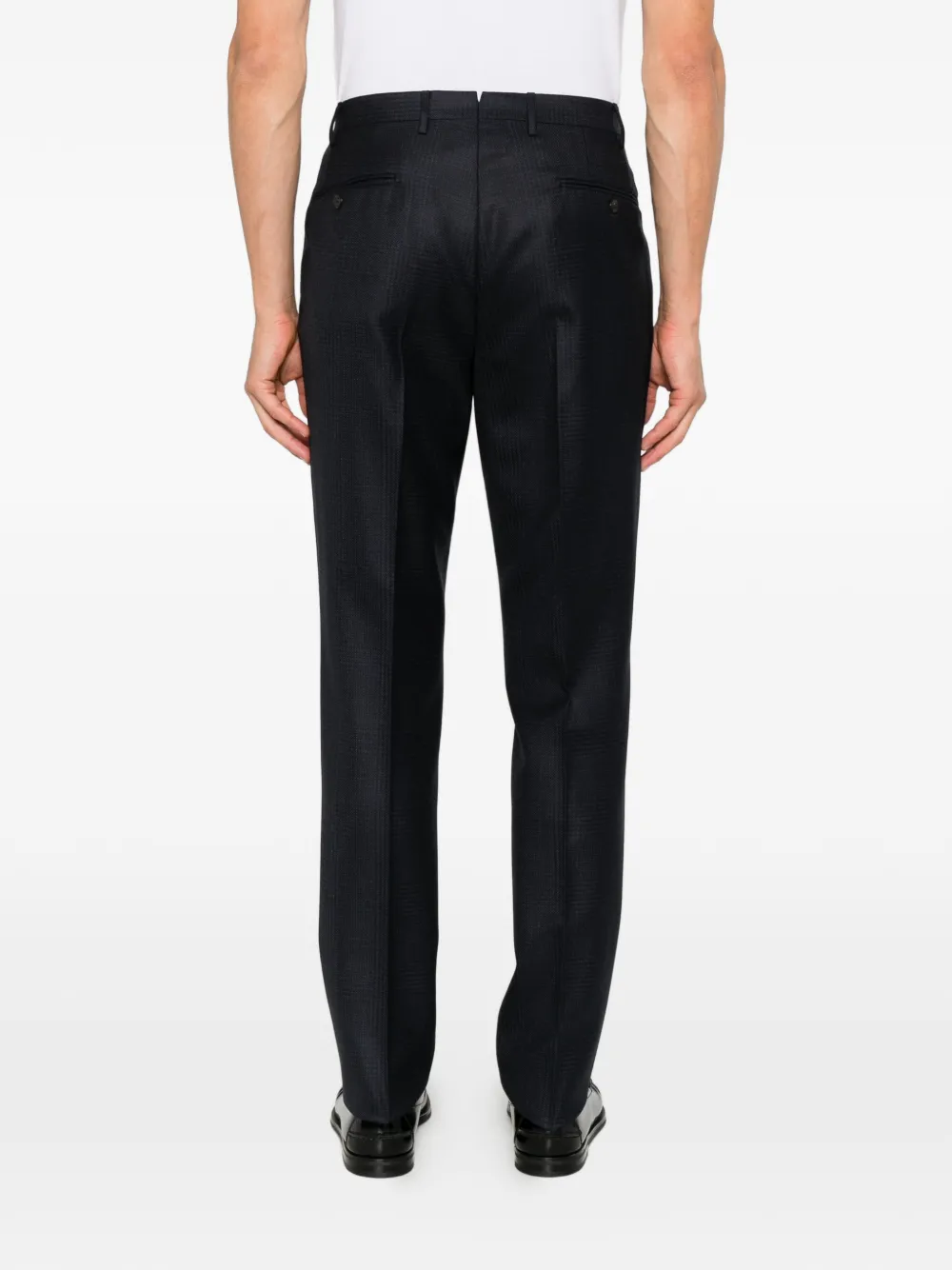 Corneliani checked pleated trousers Blauw