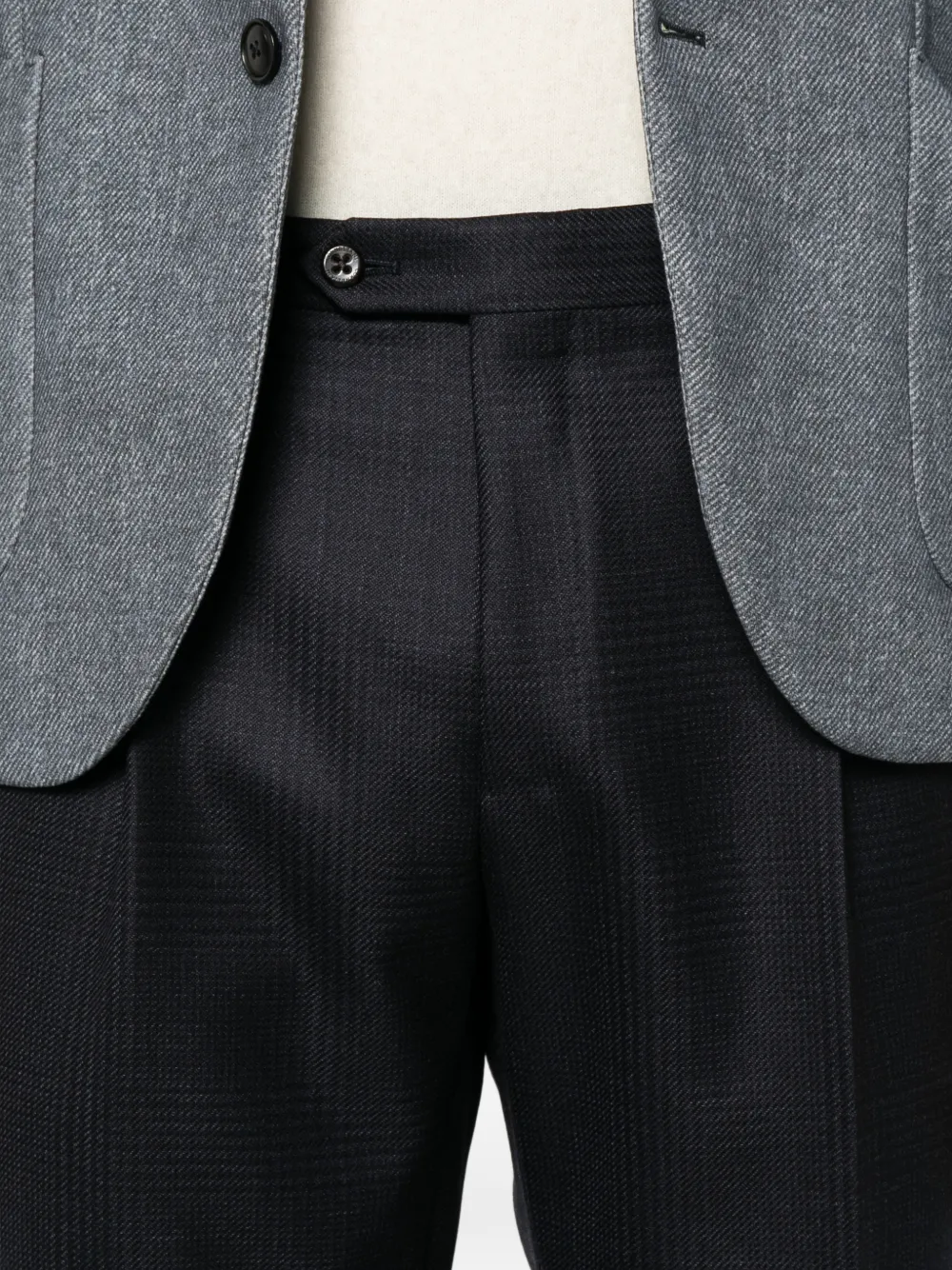Corneliani checked pleated trousers Blauw
