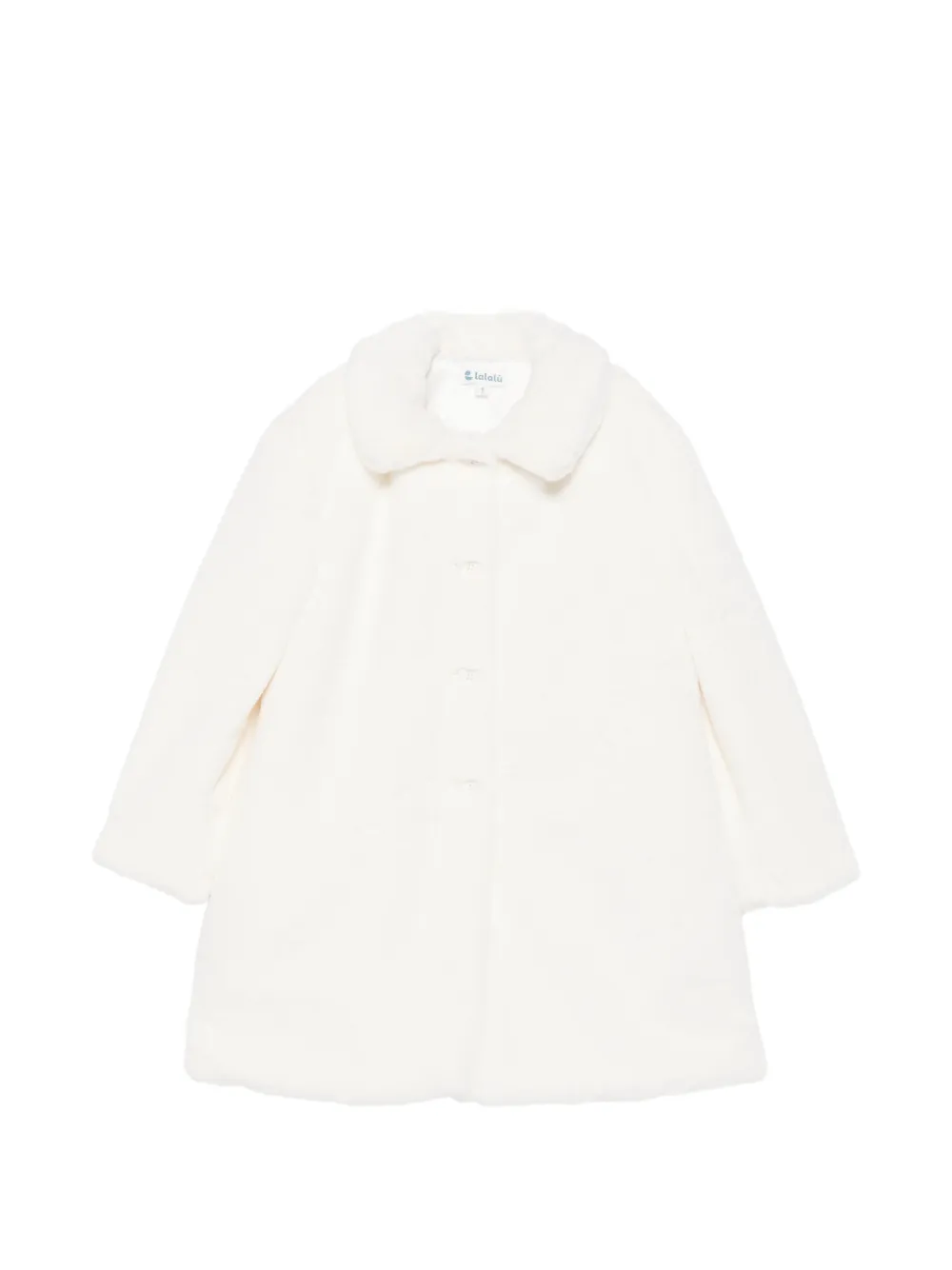 LALALU faux-fur Peter Pan collar coat - Bianco