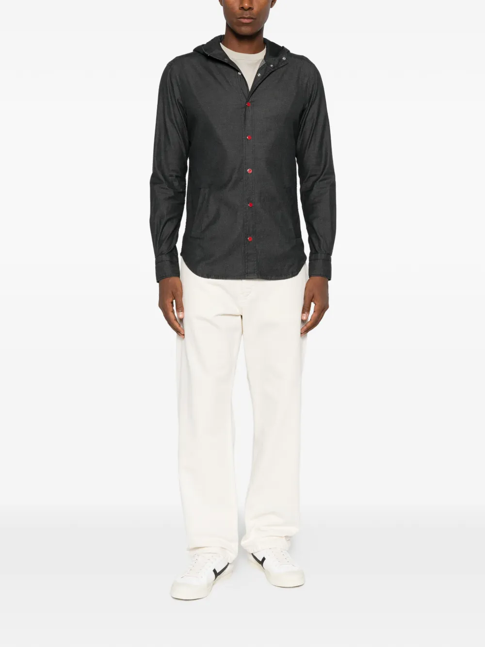 Kiton Mariano hooded button-fastening shirt Grijs