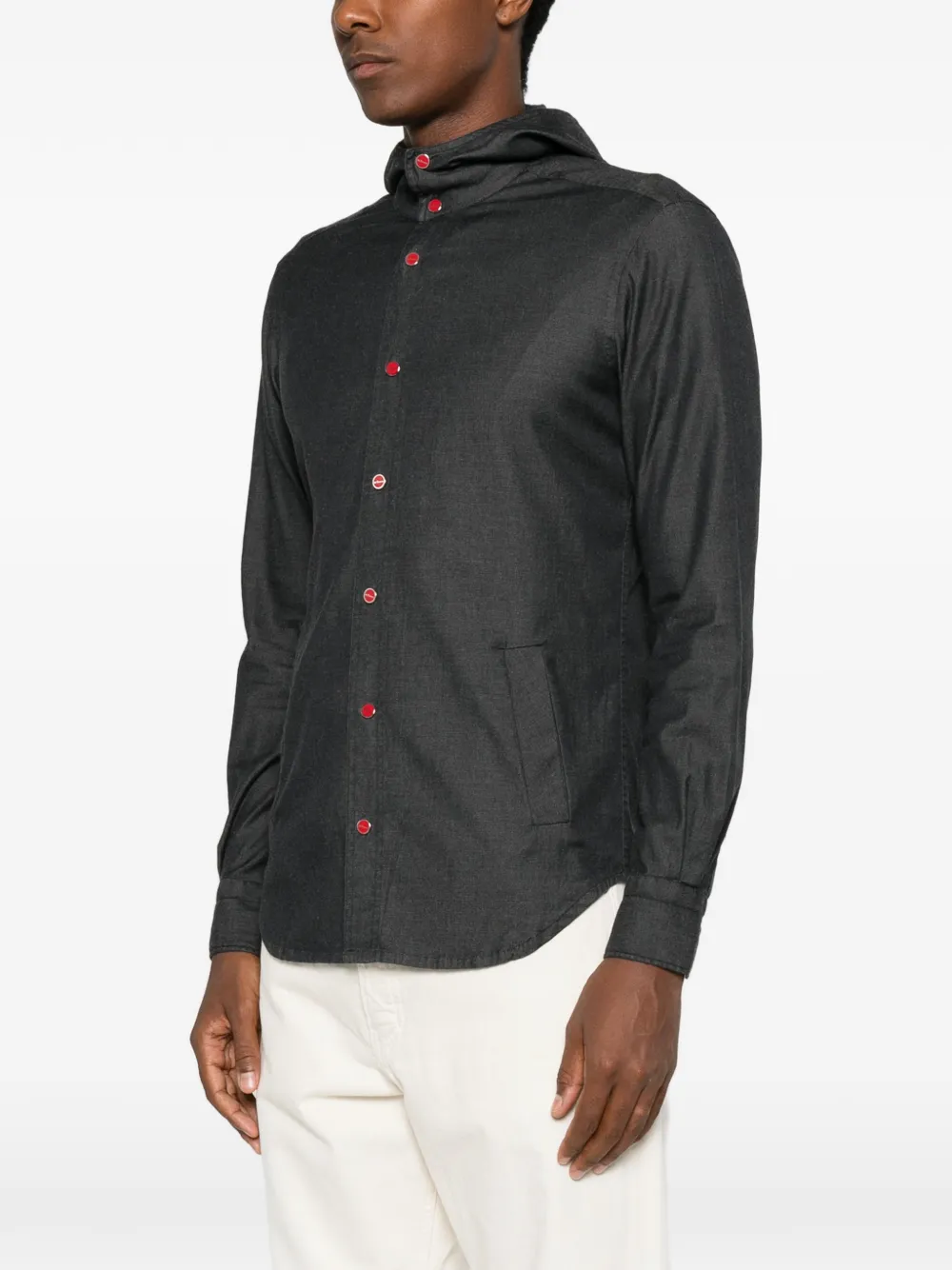 Kiton Mariano hooded button-fastening shirt Grijs