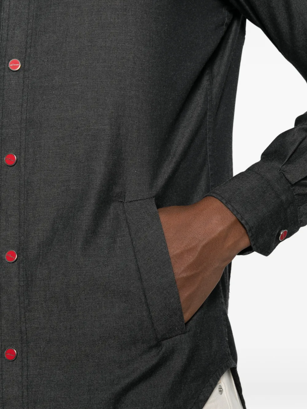Kiton Mariano hooded button-fastening shirt Grijs