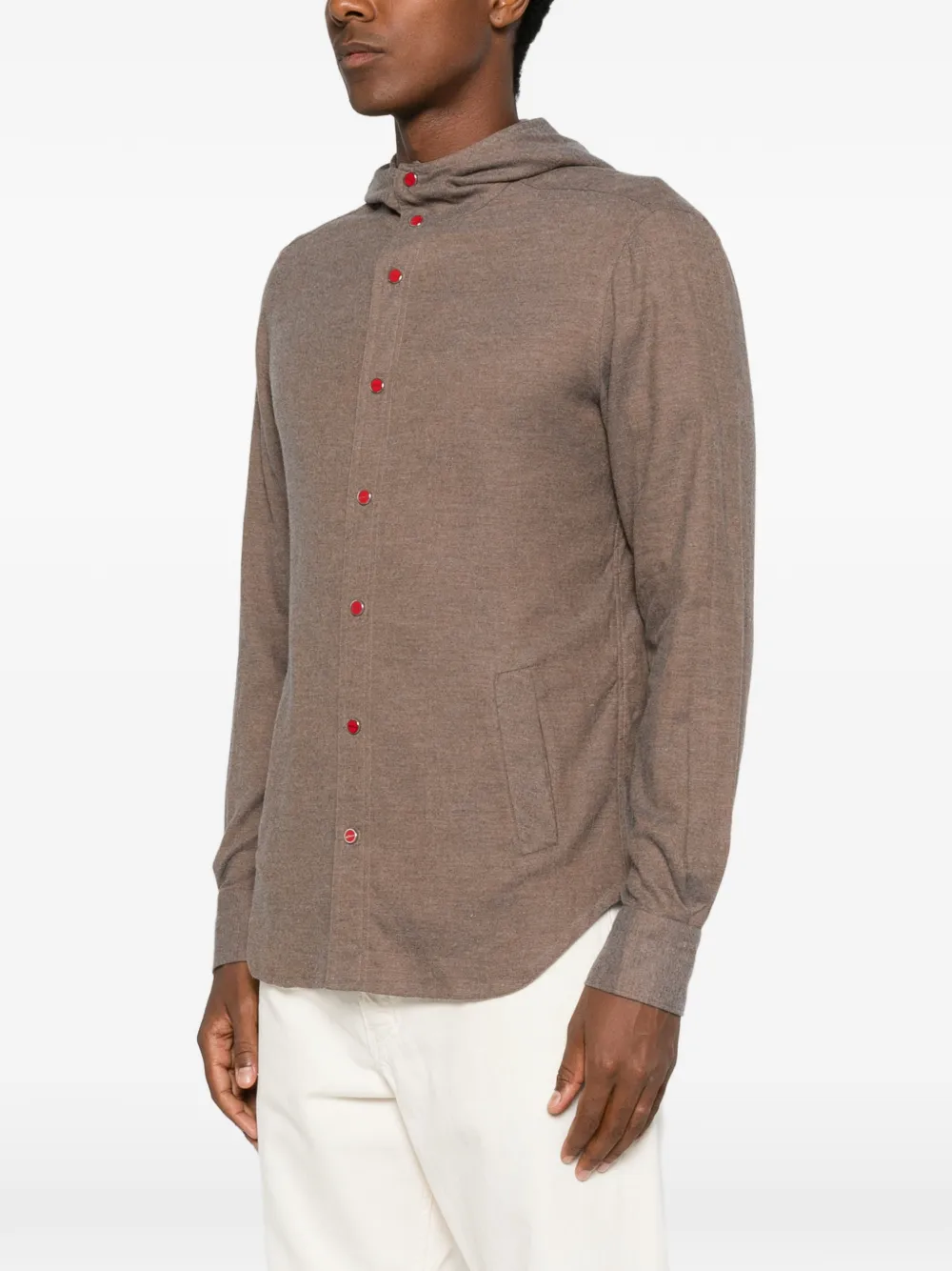 Kiton hooded button-fastening shirt Bruin