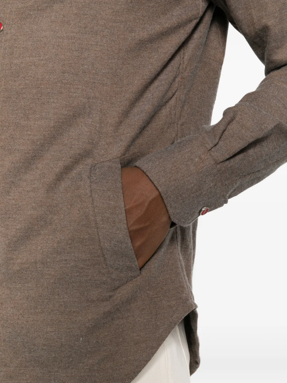Kiton hooded button-fastening shirt Bruin