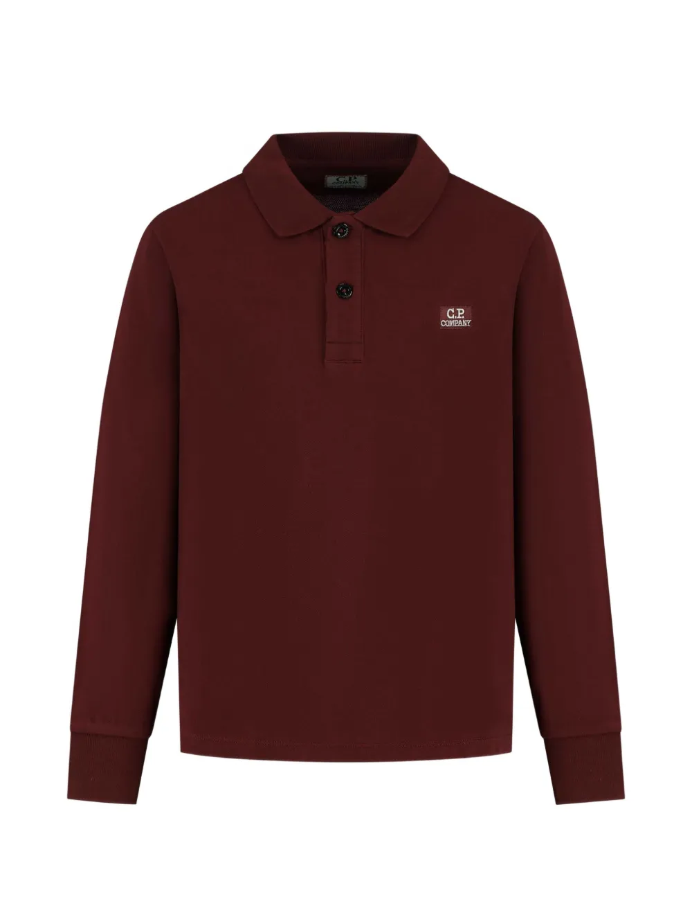 C.P. Company Kids logo-patch long-sleeved polo shirt - Rosso