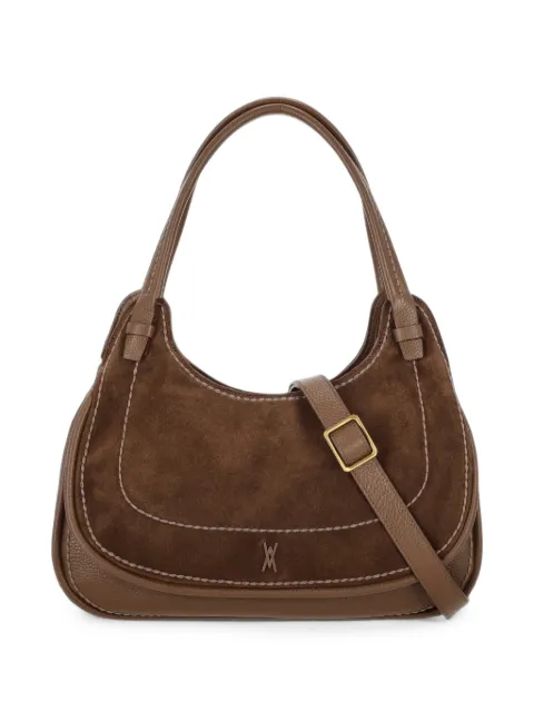 VISONA` suede-finish contrast-stitching tote bag