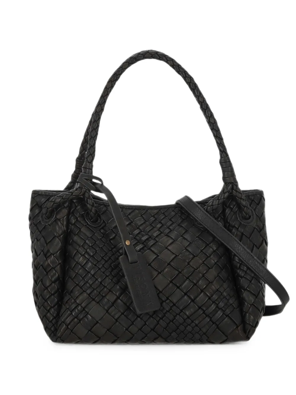 VISONA` woven-leather tote bag - Noir