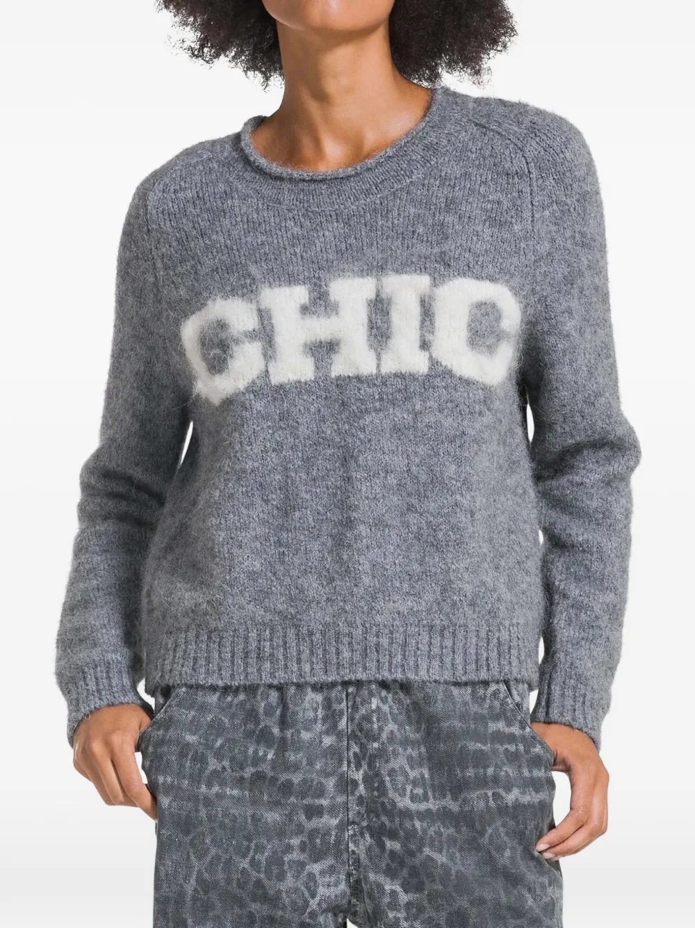 DEHA intarsia-knit raglan-sleeve sweater - Grigio
