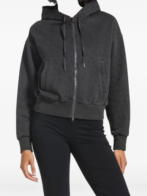 DEHA stud-embellished drawstring zip-up hoodie