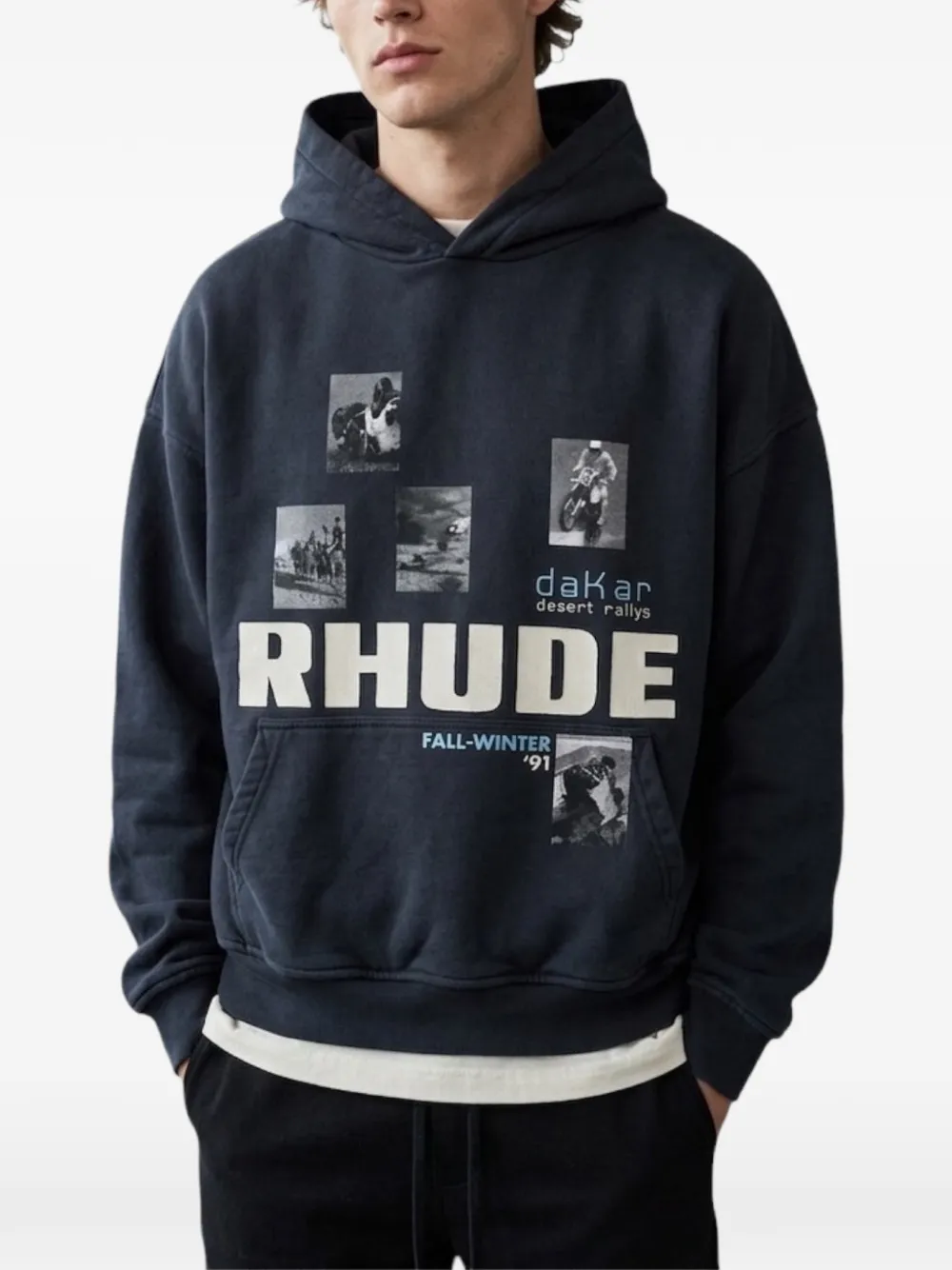RHUDE Winter 91 Rallye hoodie Zwart