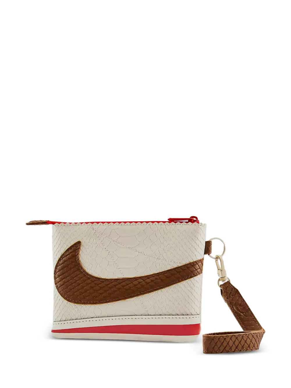 Nike Cortez snake-effect wristlet bag Beige