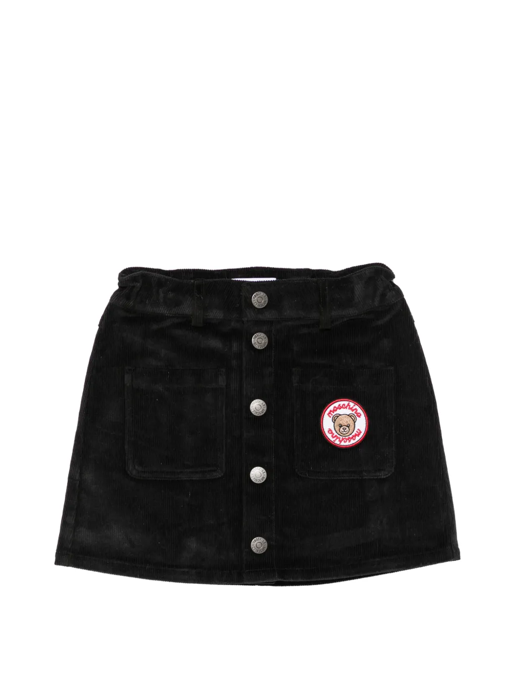 Moschino Kids Teddy Bear-patch corduroy skirt - Noir Moschino Kids Teddy Bear-patch corduroy skirt - Noir