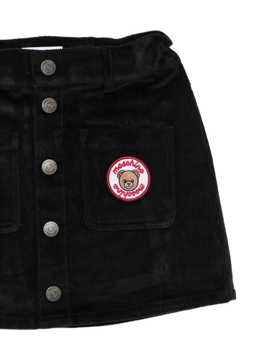 Moschino Kids Teddy Bear-patch corduroy skirt Zwart
