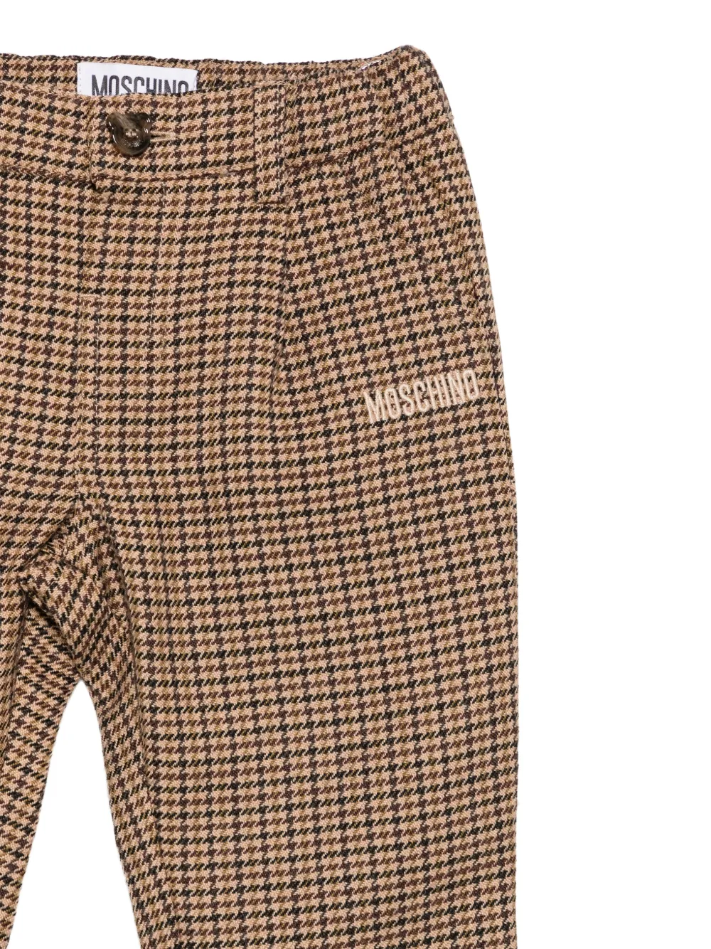 Moschino Kids Broek met pied-de-poule print Bruin