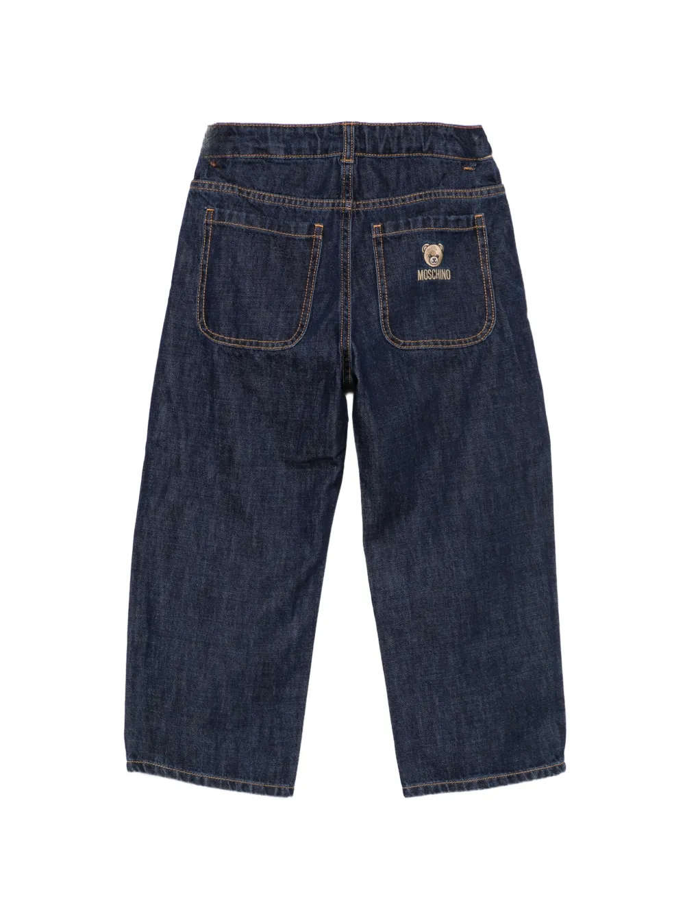 Moschino Kids Teddy Bear-embroidered jeans Blauw