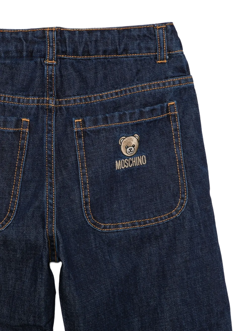 Moschino Kids Teddy Bear-embroidered jeans Blauw