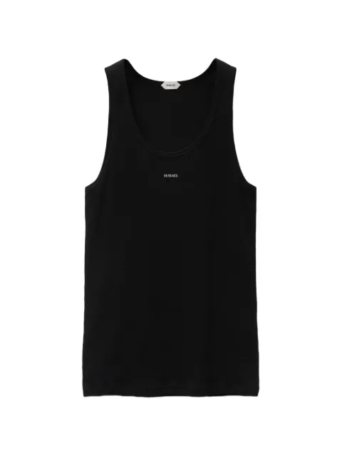 Versace embroidered-logo ribbed cotton-jersey tank top