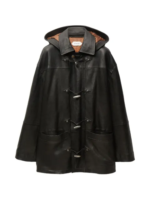 Versace toggle-fastening hooded leather coat