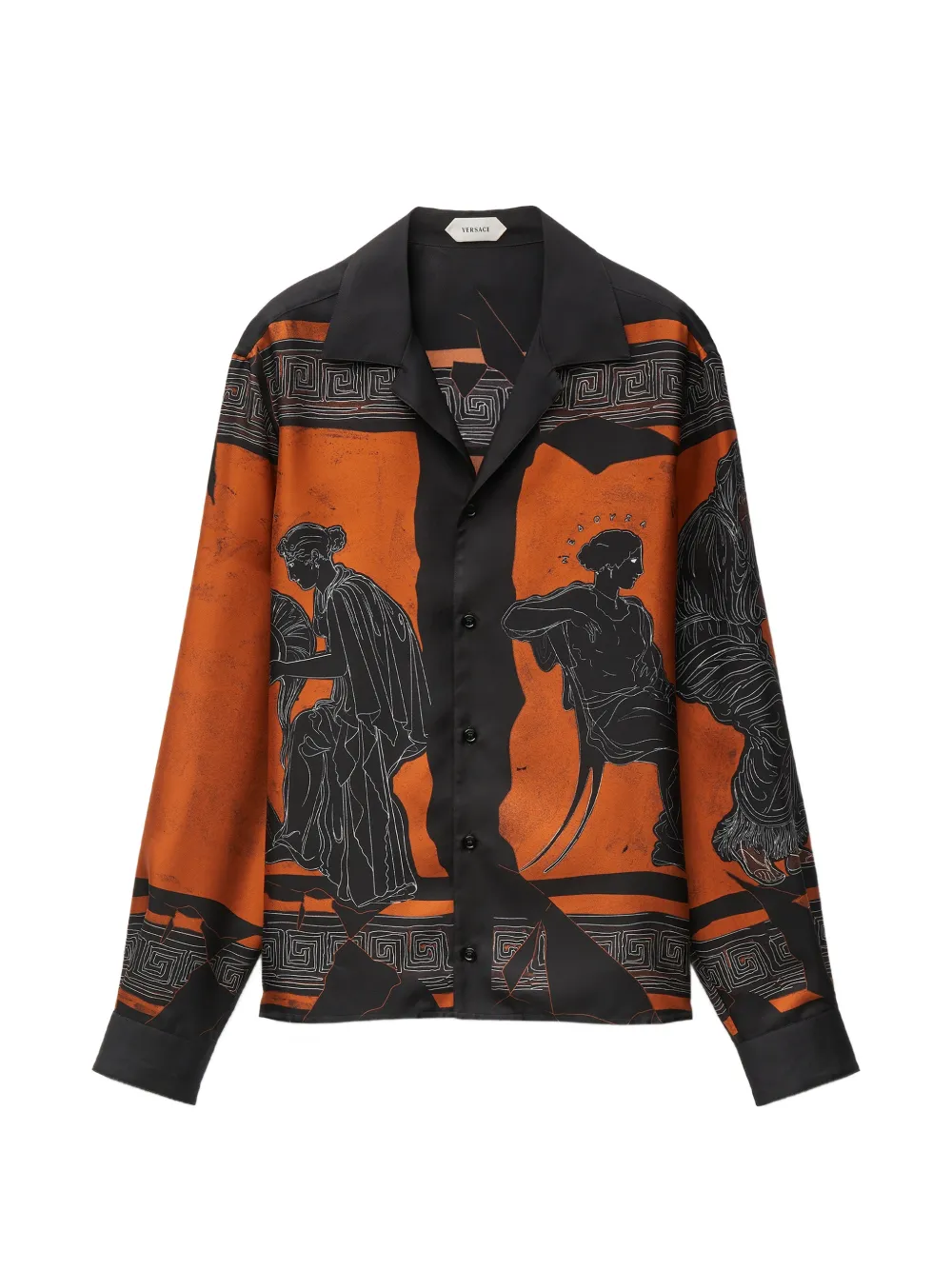 Versace Greek mythology-print silk shirt - Orange