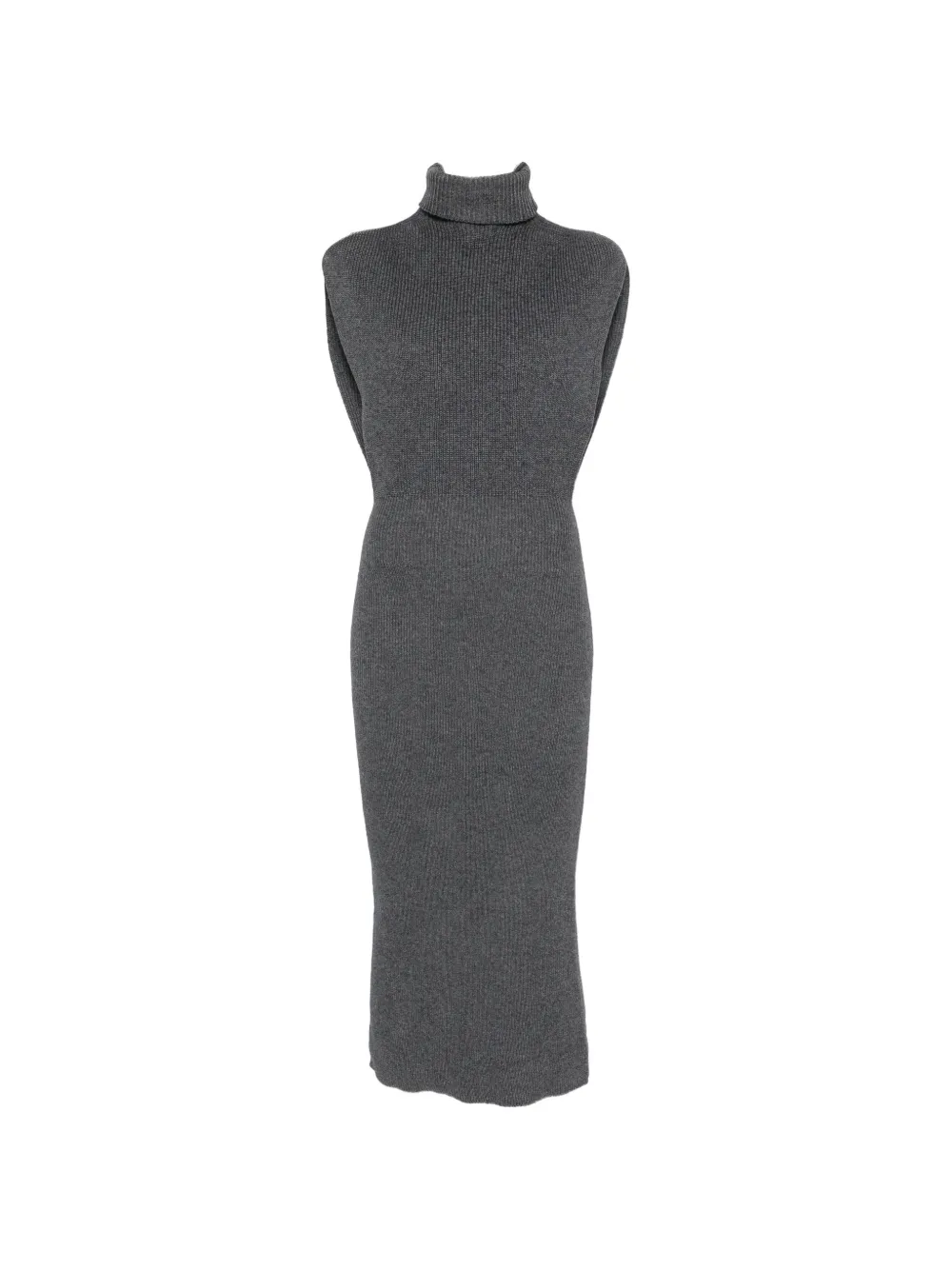 TWINSET ribbed roll-neck midi dress - Grey