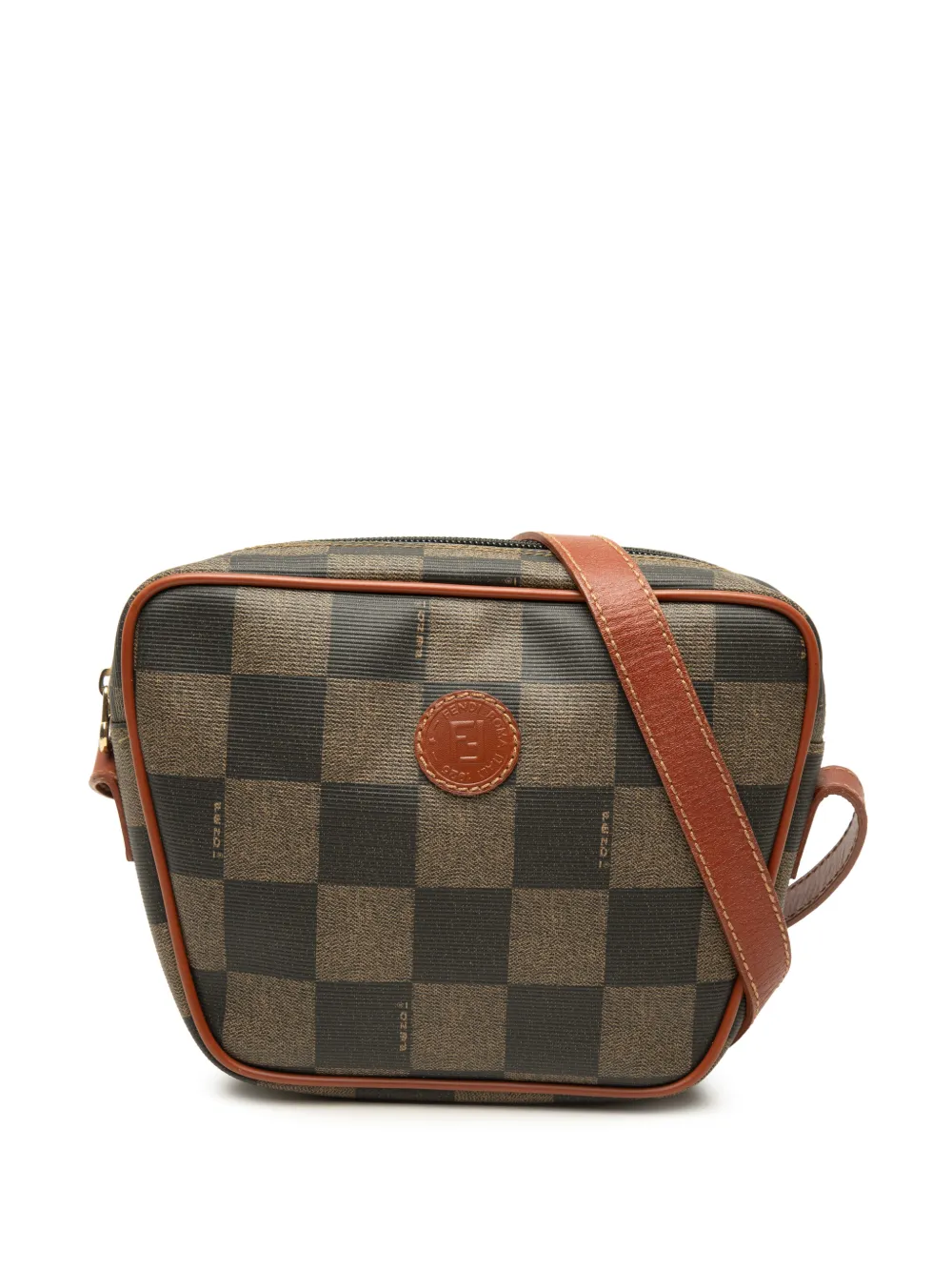 Fendi Pre-Owned 20th Century Pequin Coated Canvas Checkboard crossbody bag - Braun