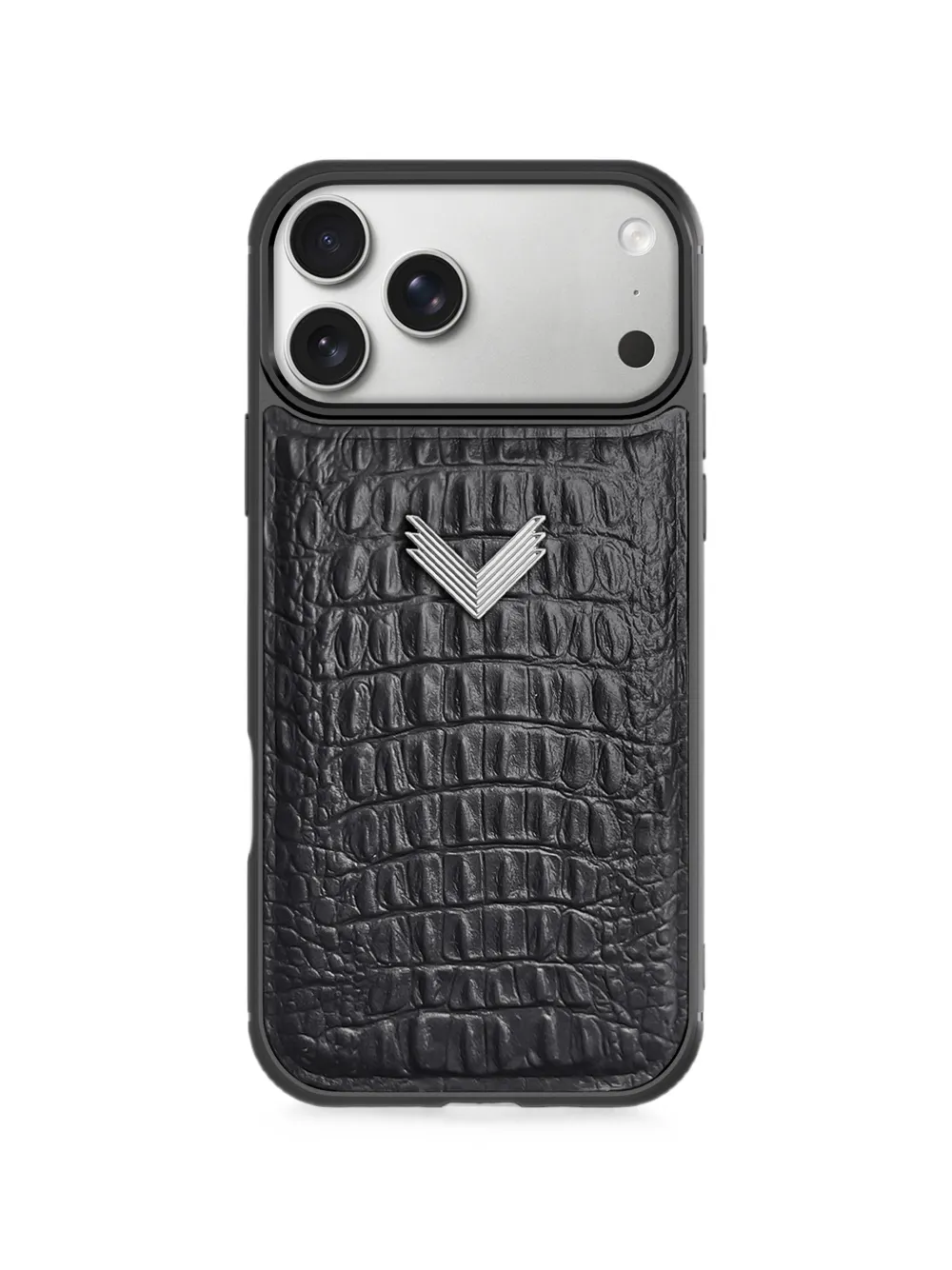 VELANTE alligator-effect leather iPhone 18 Pro phone case - Nero