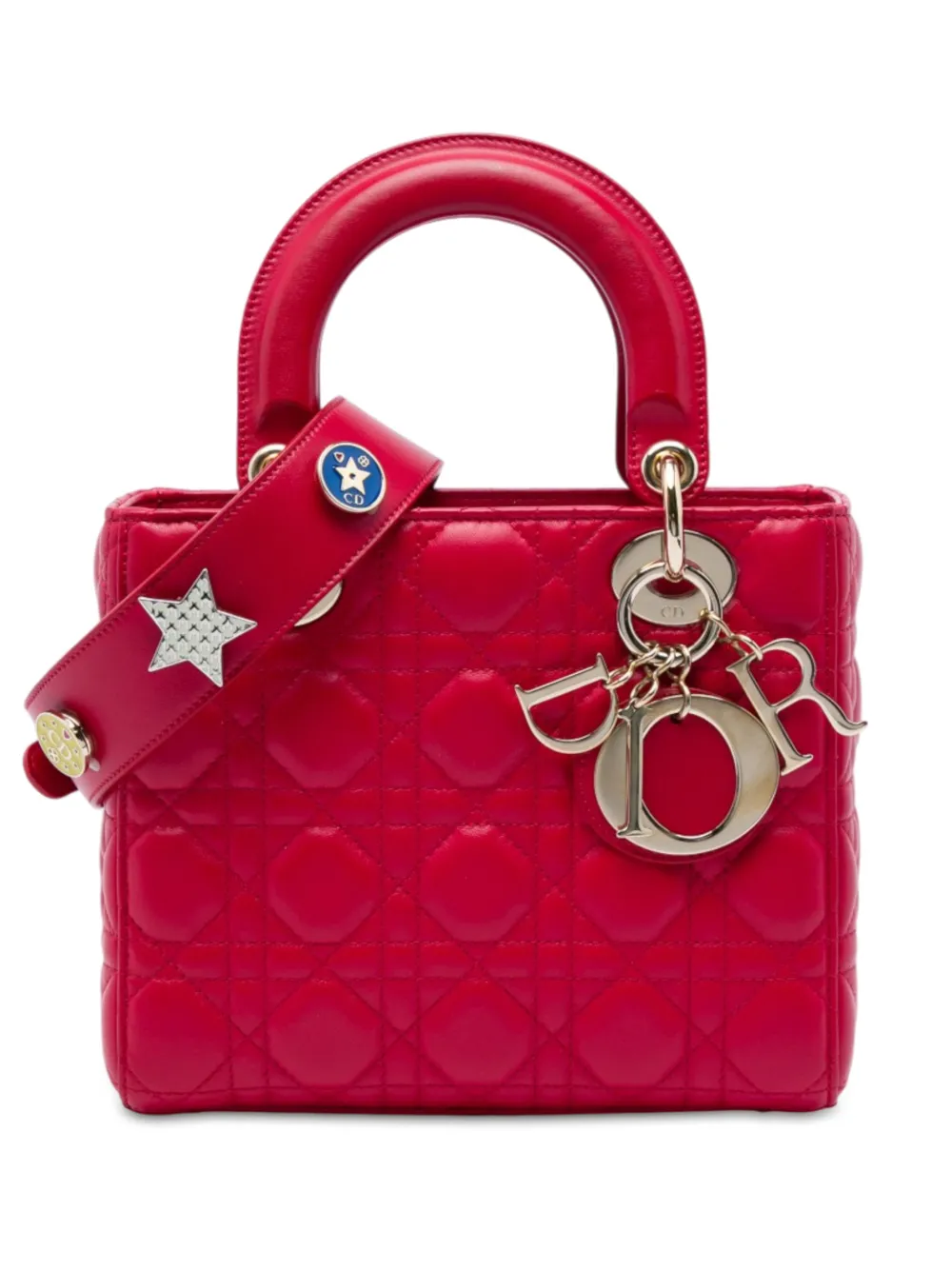 Christian Dior Pre-Owned 2018 Small Lambskin Cannage MyABCDior Lady Dior satchel - Rot