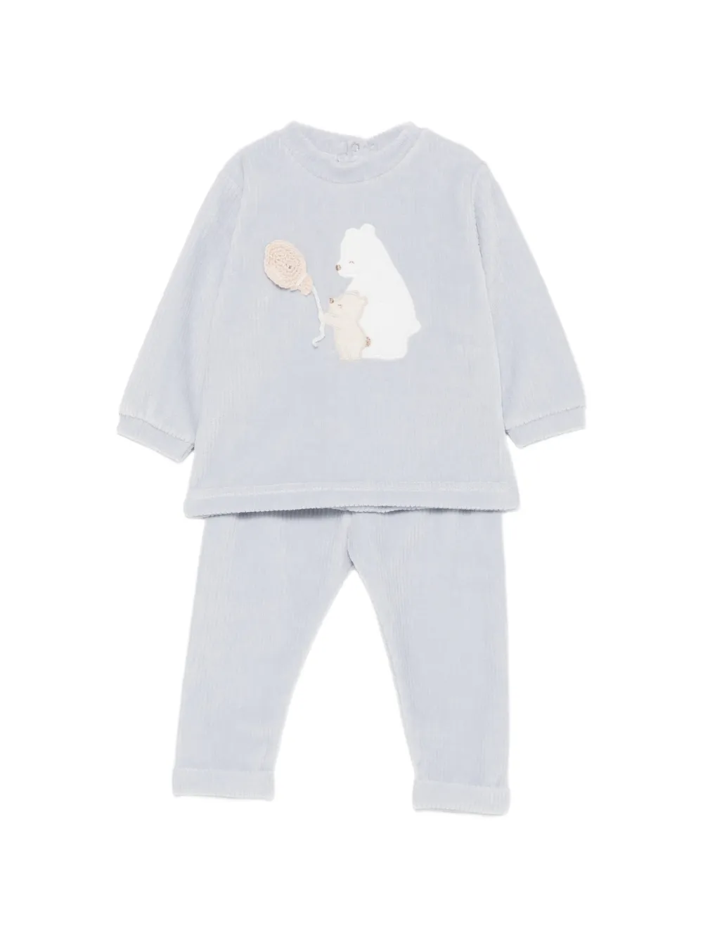 LALALU bear-patch corduroy tracksuit - Blu