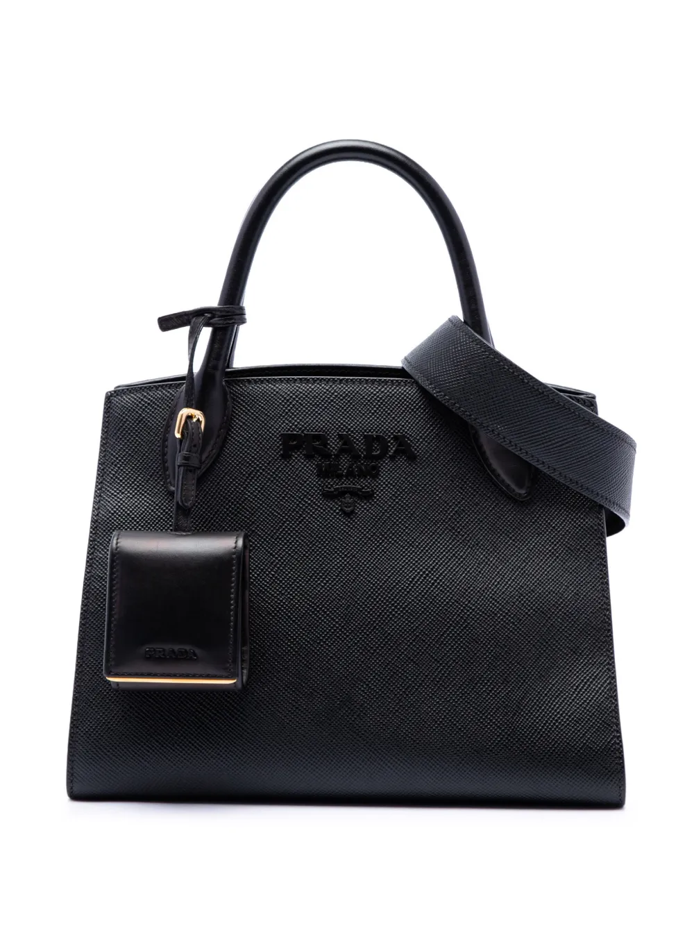 Prada Pre-Owned 2013-2026 Small Saffiano Cuir Monochrome satchel - Nero