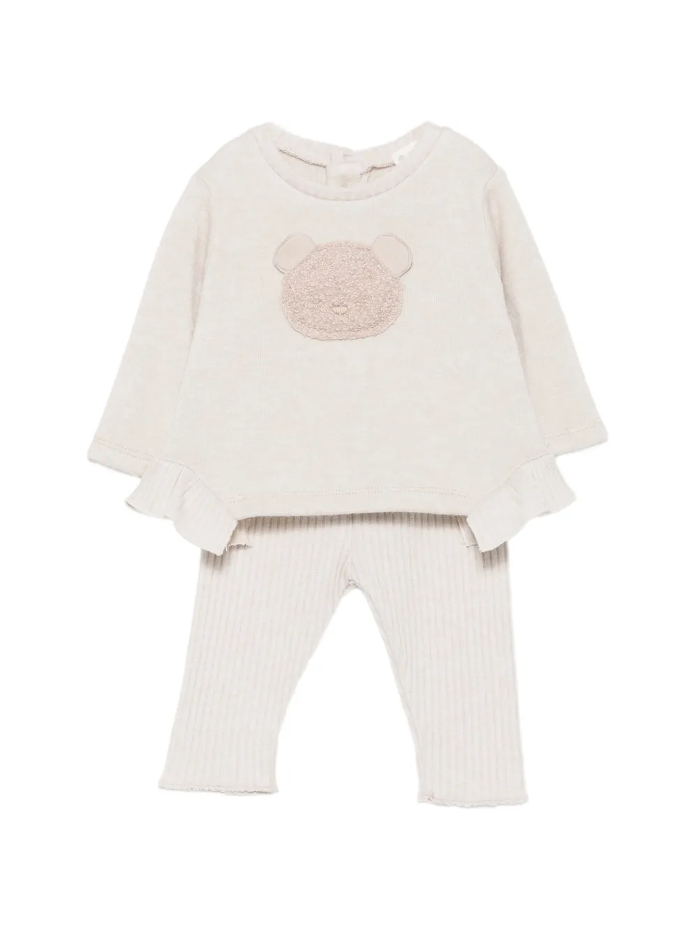LALALU bear-patch ruffled tracksuit - Toni neutri