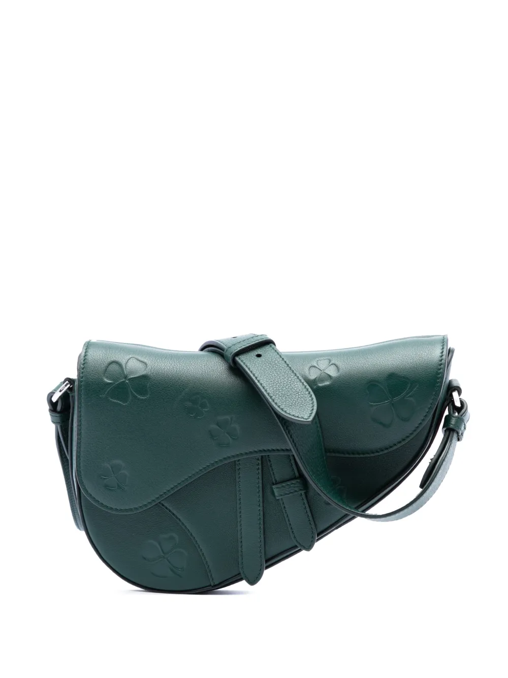 Christian Dior Pre-Owned 2025 Embossed Smooth Calfskin Clover Saddle crossbody bag - Grün