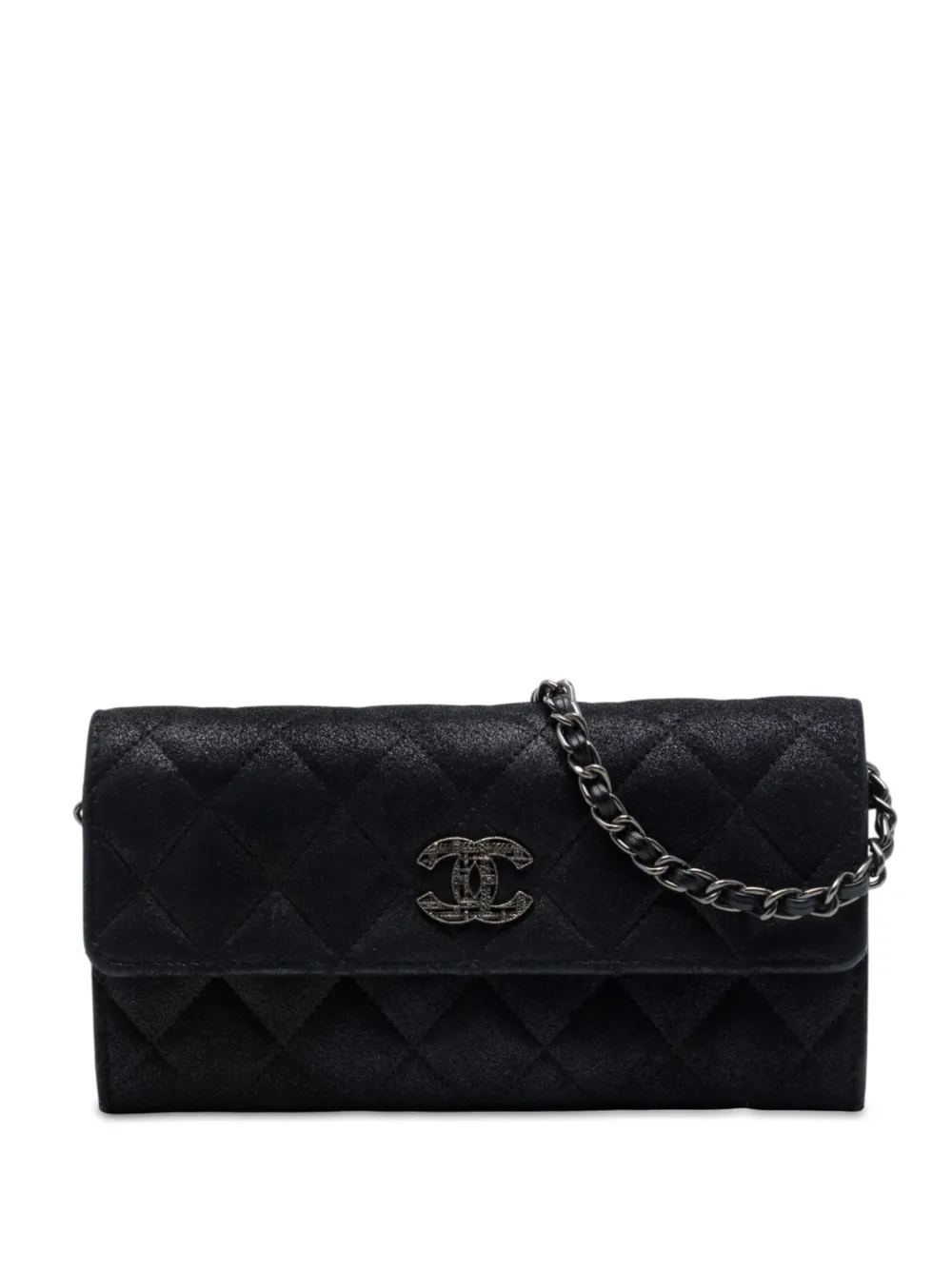 CHANEL Pre-Owned 2014-2015 CC Quilted Metallic Suede Wallet On Chain crossbody bag - Nero