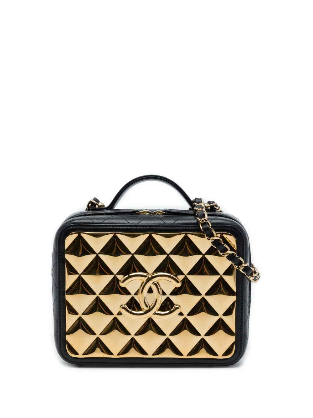 CHANEL Pre-Owned 2021-2026 Medium Lambskin Golden Plate Vanity Case satchel - Nero