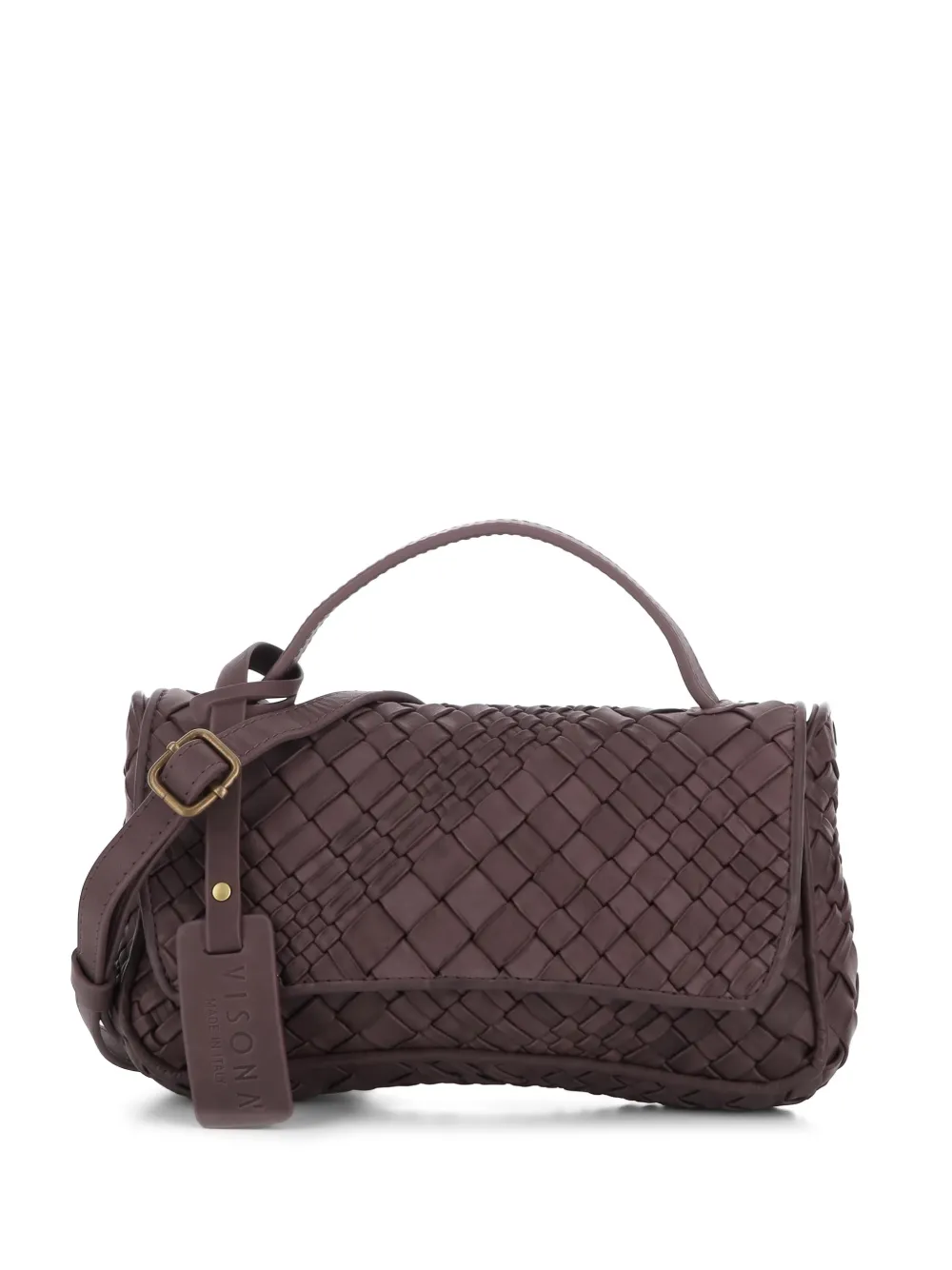 VISONA` woven leather shoulder bag - Marrone