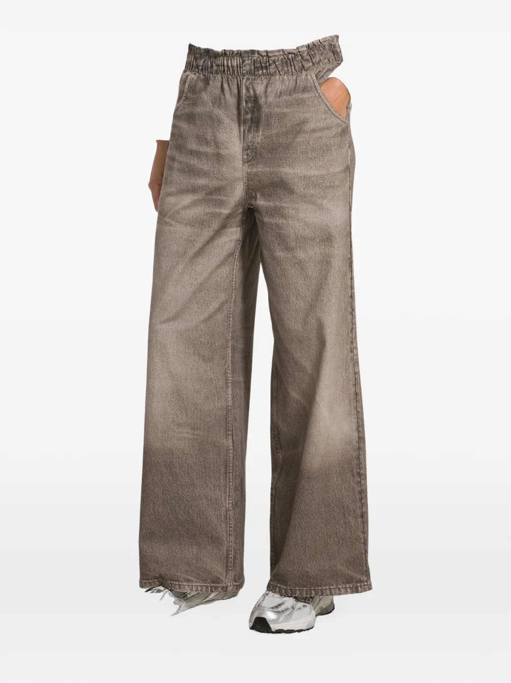 DEHA elasticated wide-leg trousers - Brown