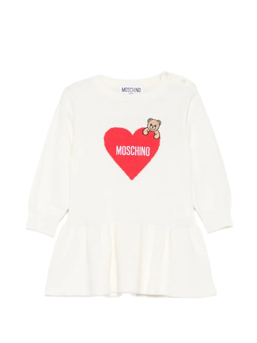 Moschino Kids Teddy Bear heart-motif dress - Blanc
