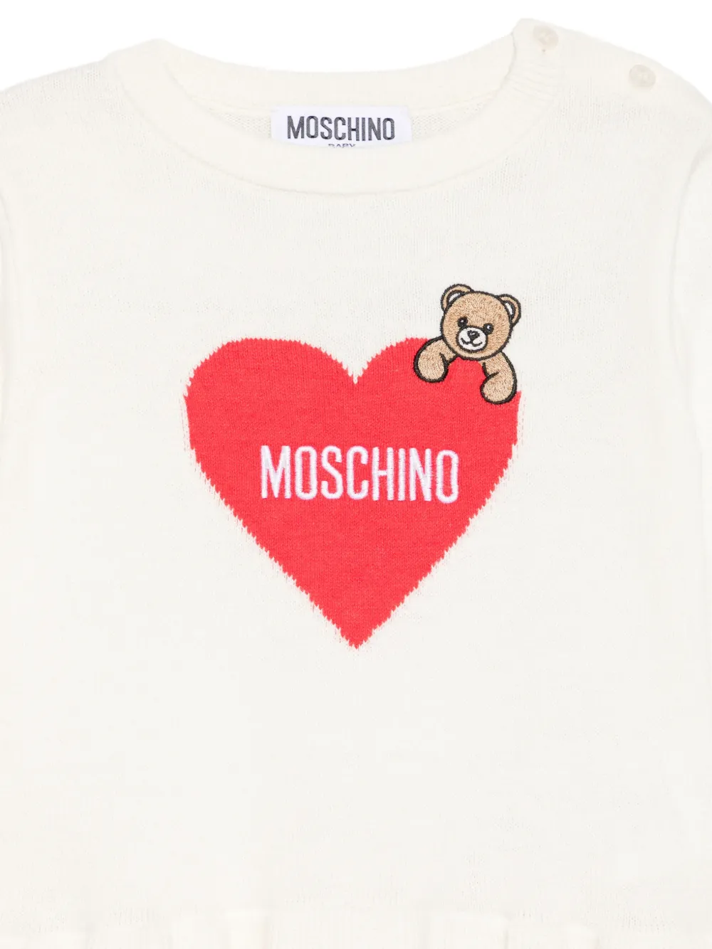Moschino Kids Teddy Bear jurk met hart-patroon Wit