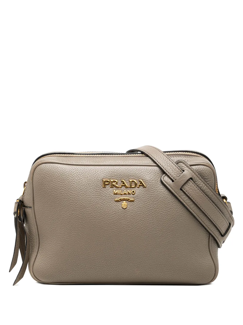 Prada Pre-Owned 2013-2026 Vitello Phenix Double Zip Camera Bag crossbody bag - Marrone
