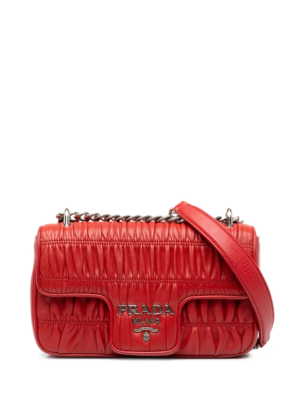 Prada Pre-Owned 2010-2026 Nappa Gaufre Chain Flap crossbody bag - Rosso
