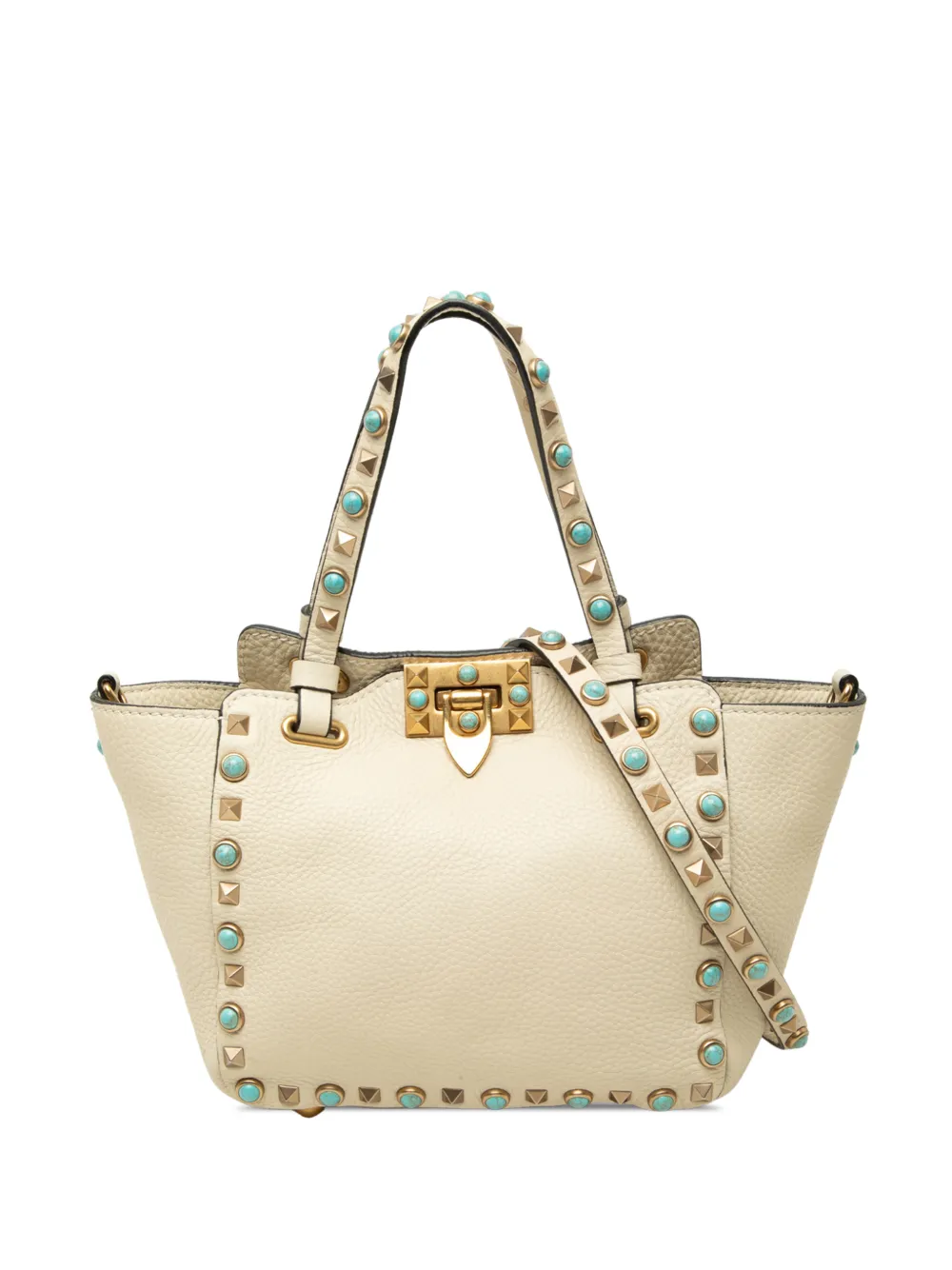 Valentino Garavani Pre-Owned 2000-2017 Mini Grained Calfskin Rockstud Rolling Trapeze satchel - Weiß
