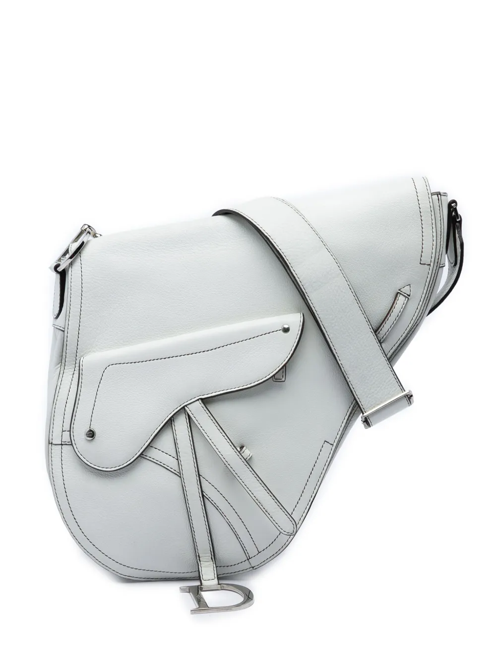 Christian Dior Pre-Owned 2002 Leather Baudrier Saddle Bag crossbody bag - White