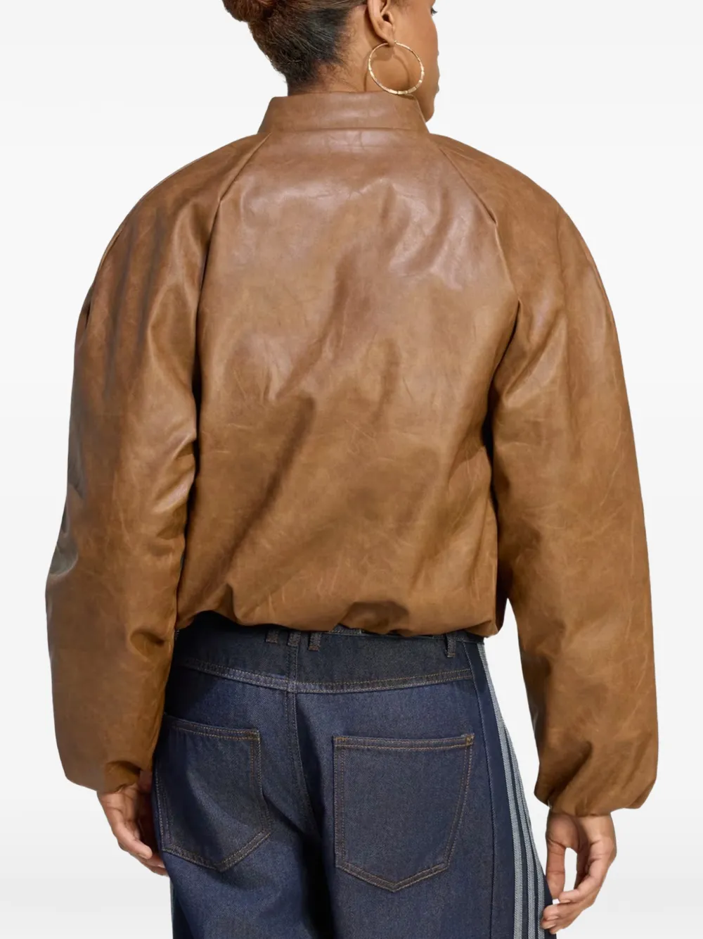 adidas SST logo-embroidered cropped faux-leather jacket Bruin
