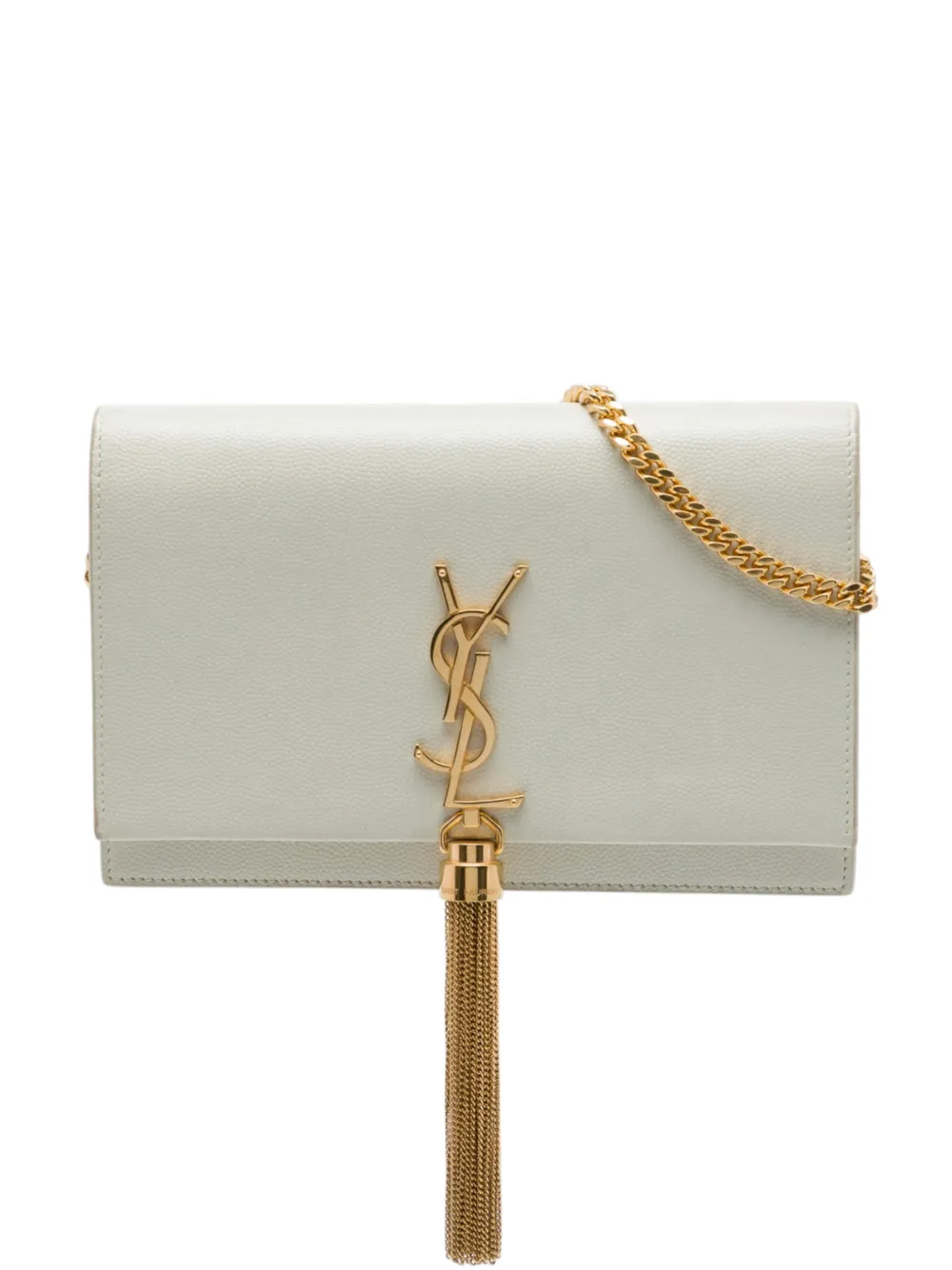 Saint Laurent Pre-Owned 2020 Grain de Poudre Monogram Kate Tassel Wallet on Chain crossbody bag - Bianco